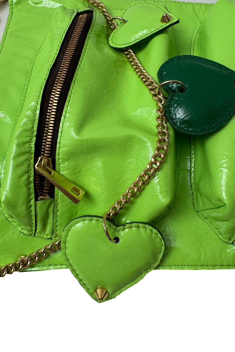 Umhängetasche "7-Pocket Bag"(grün) mit Anhänger - NATALIA KLUDT ART & FASHION
