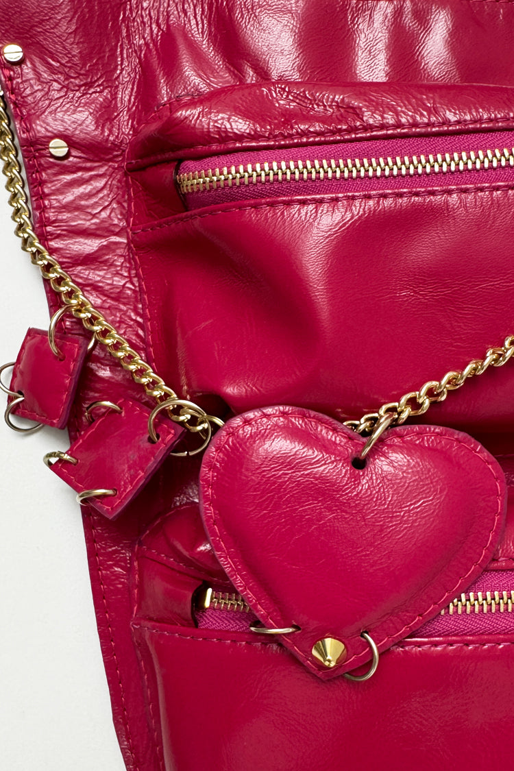 Umhängetasche "7-Pocket Bag"(pink) mit Anhänger - NATALIA KLUDT ART & FASHION