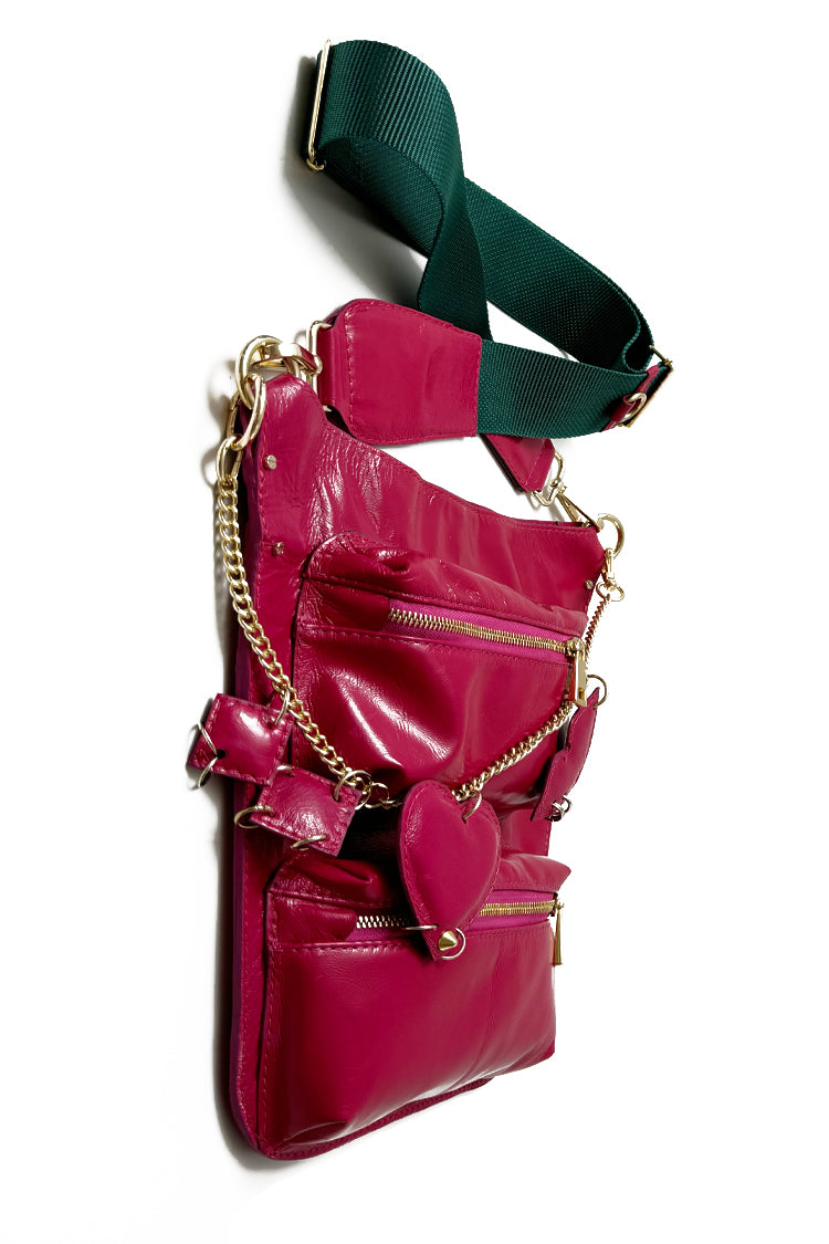 Umhängetasche "7-Pocket Bag"(pink) mit Anhänger - NATALIA KLUDT ART & FASHION