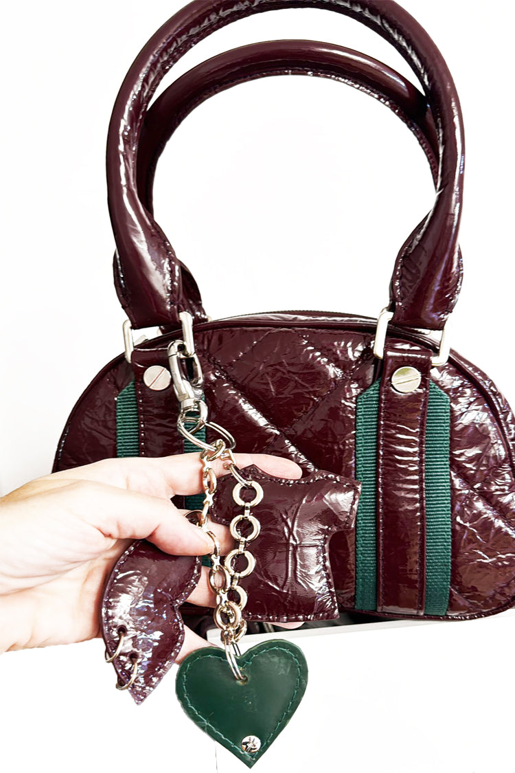 Ledertasche "Matröschka"-mini, mit Anhänger, bordeaux - NATALIA KLUDT ART & FASHION