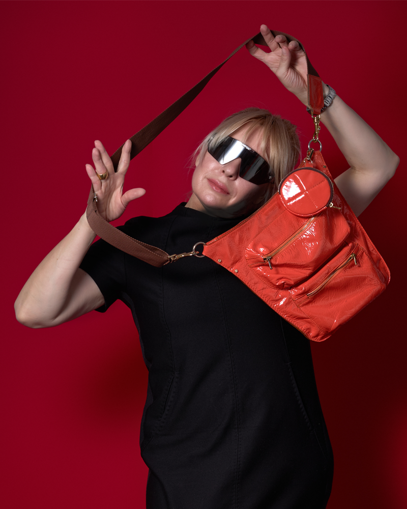 Umhängetasche "7-Pocket Bag"(pink) mit Anhänger - NATALIA KLUDT ART & FASHION