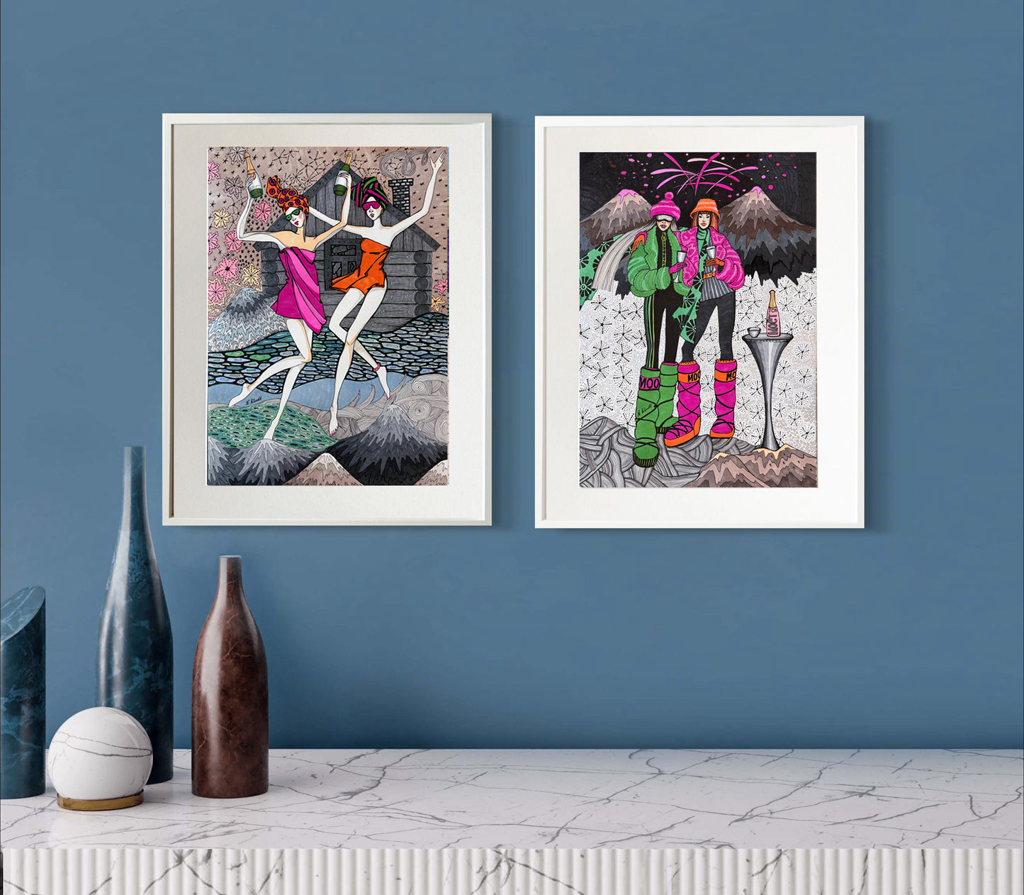 Limitierter Druck "Ski in St. Moritz" #2 - NATALIA KLUDT ART & FASHION