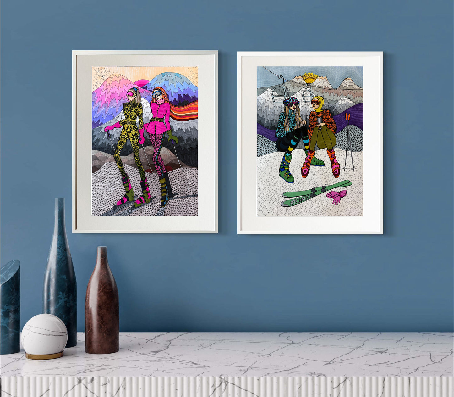Limitierter Druck "Ski in St. Moritz" #4 - NATALIA KLUDT ART & FASHION