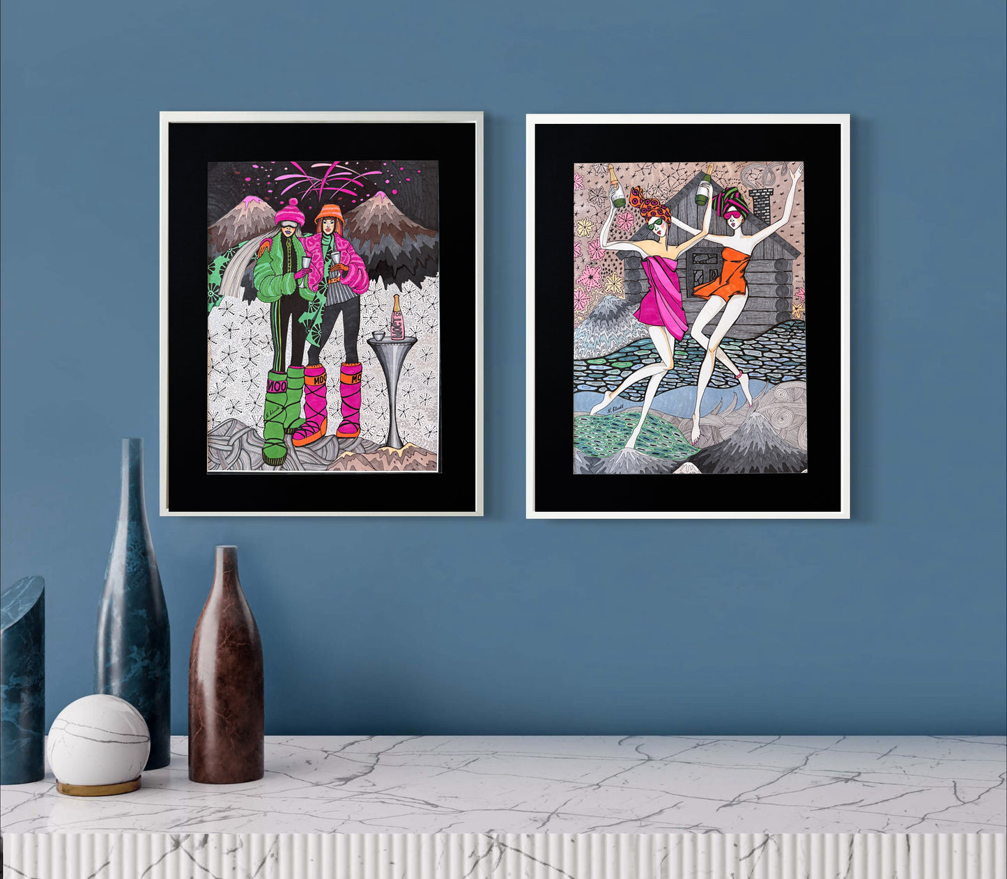 Limitierter Druck "Ski in St. Moritz" #2 - NATALIA KLUDT ART & FASHION