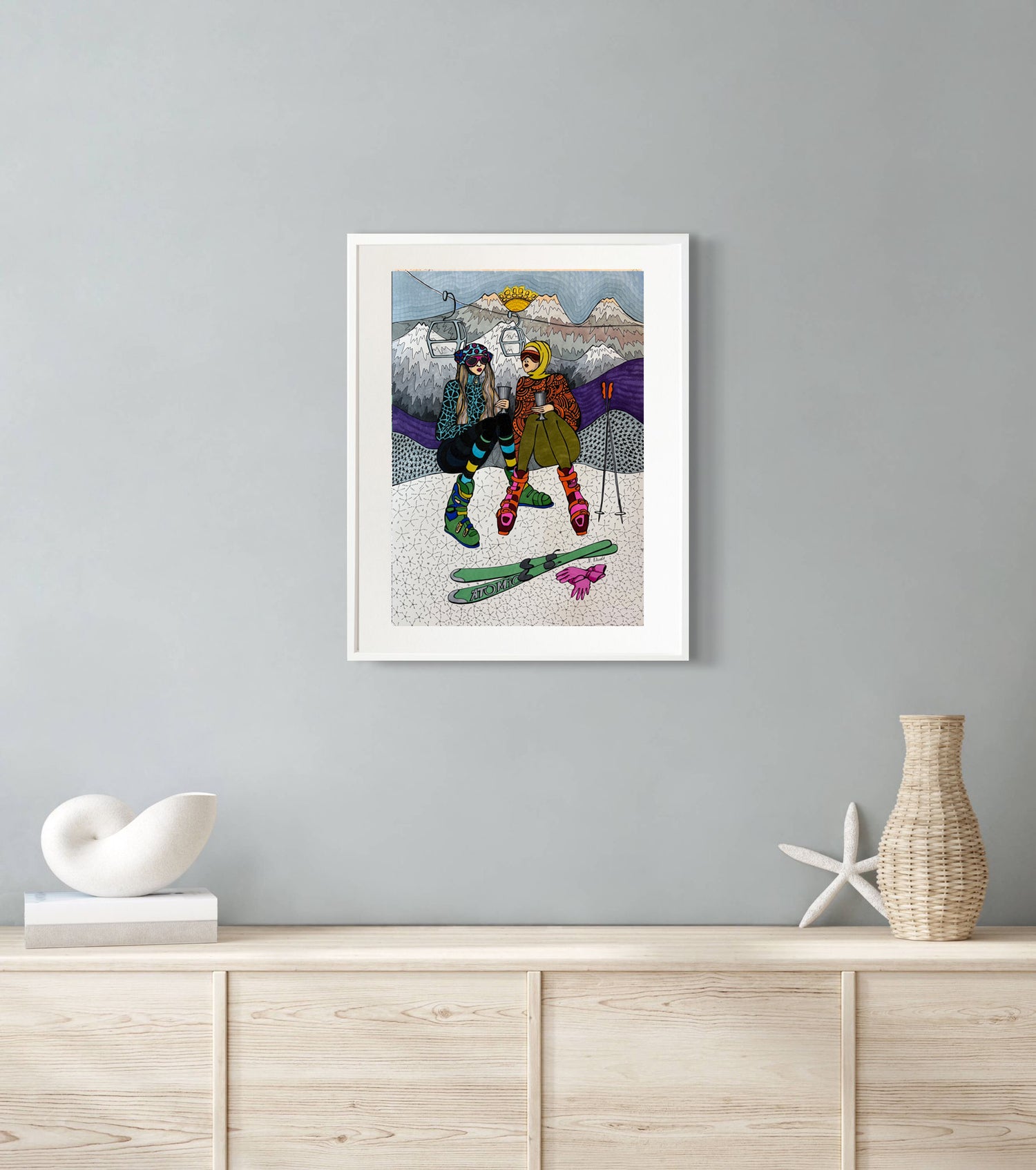 Limitierter Druck  "Ski in St. Moritz" #3 - NATALIA KLUDT ART & FASHION