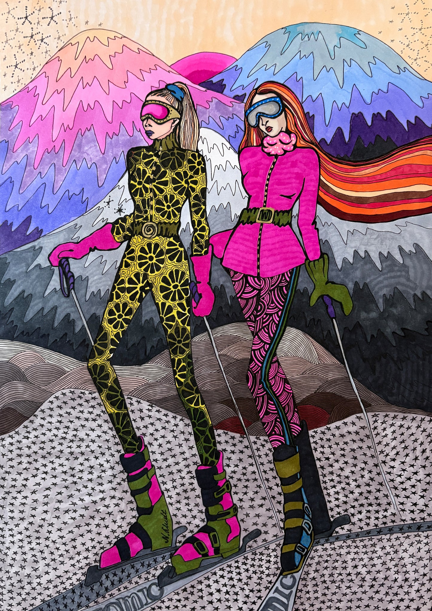 Limitierter Druck "Ski in St. Moritz" #4 - NATALIA KLUDT ART & FASHION
