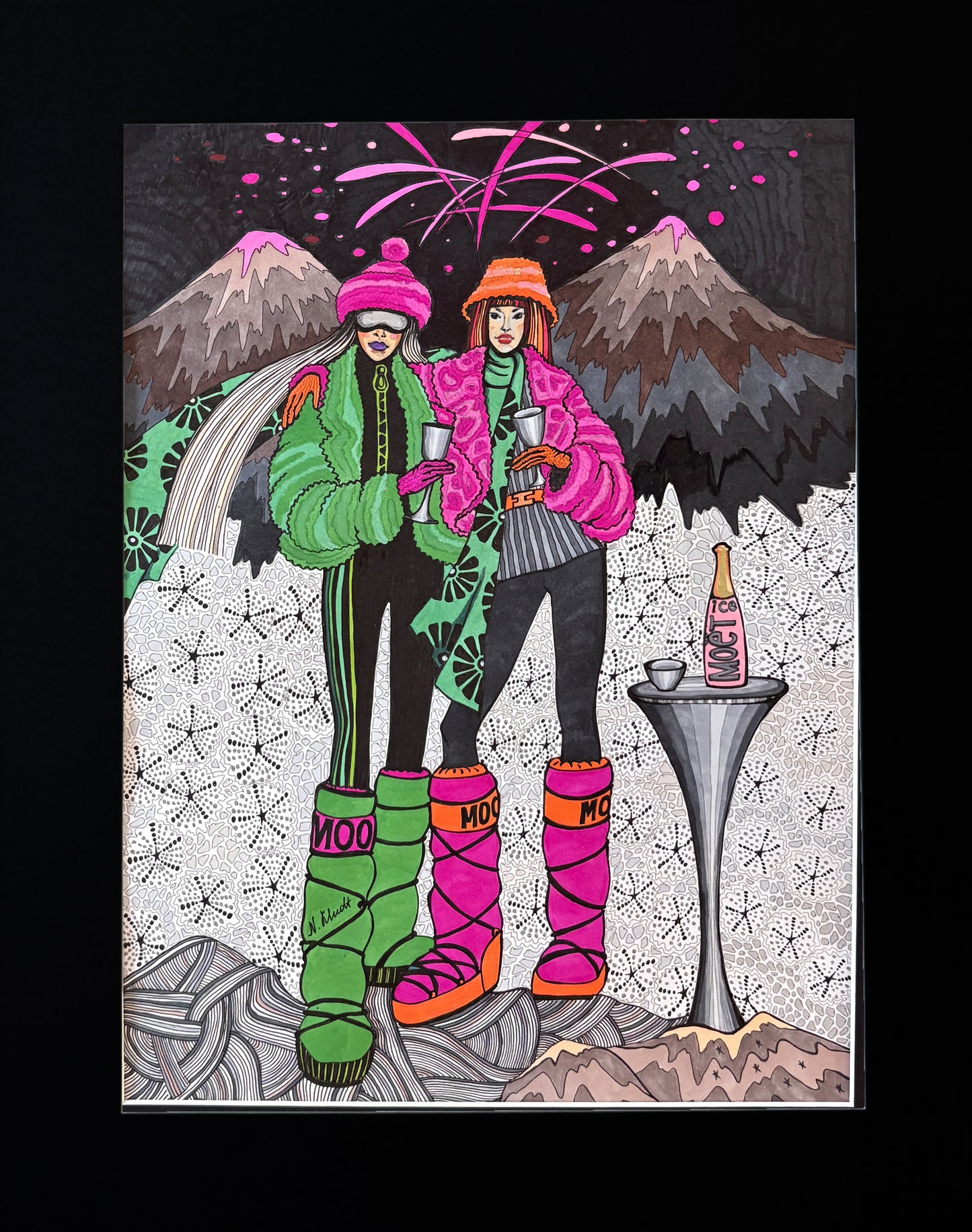 Limitierter Druck "Ski in St. Moritz" #1 - NATALIA KLUDT ART & FASHION