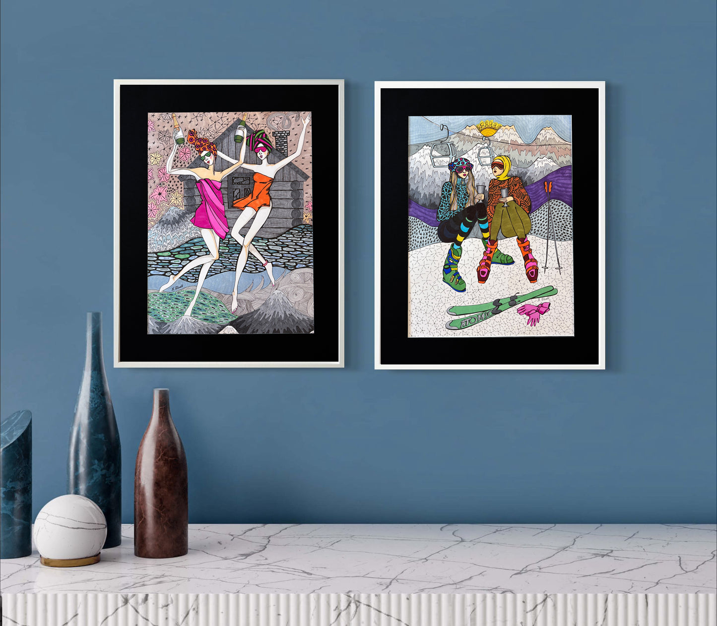 Limitierter Druck "Ski in St. Moritz" #4 - NATALIA KLUDT ART & FASHION