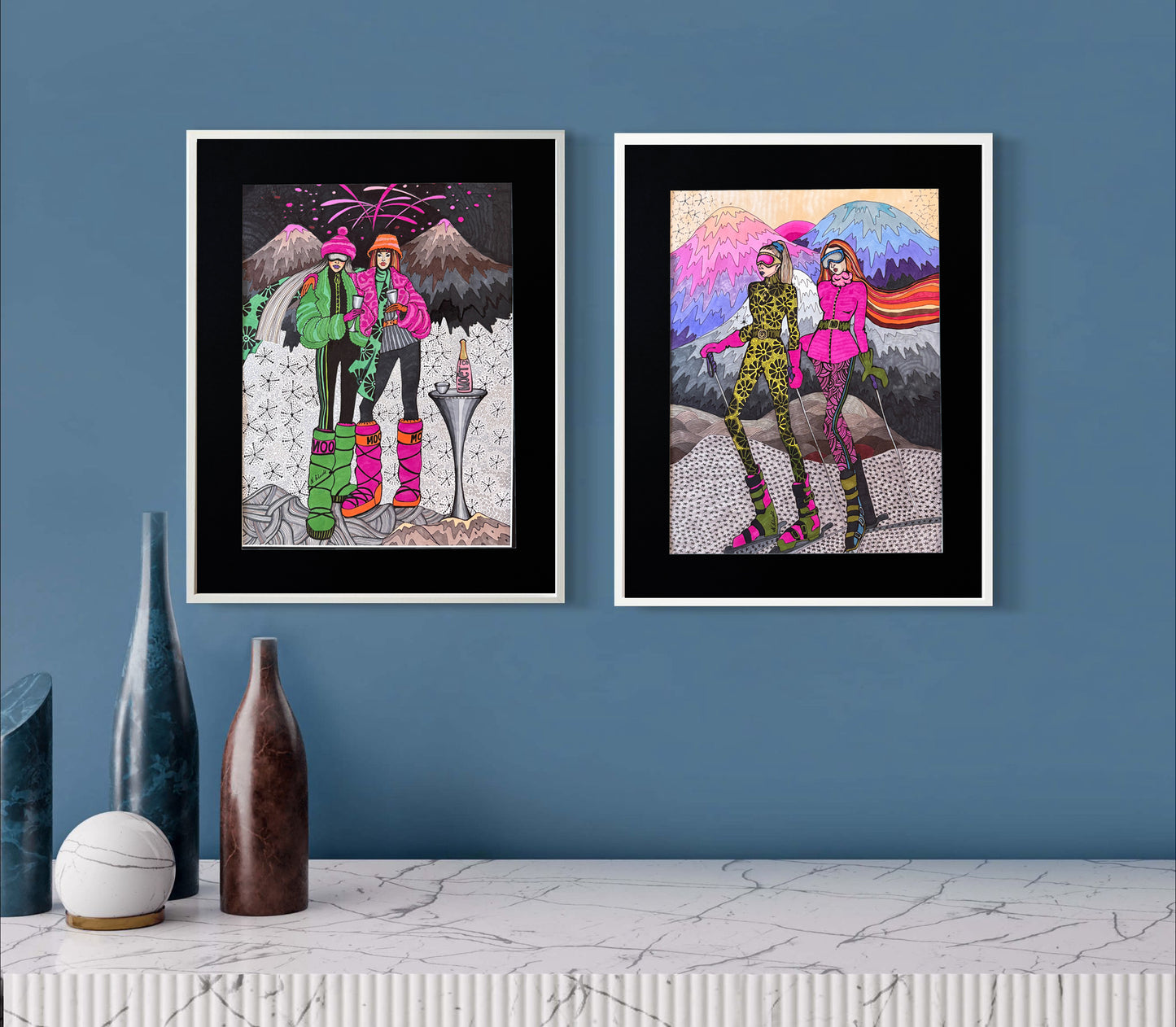 Limitierter Druck "Ski in St. Moritz" #1 - NATALIA KLUDT ART & FASHION