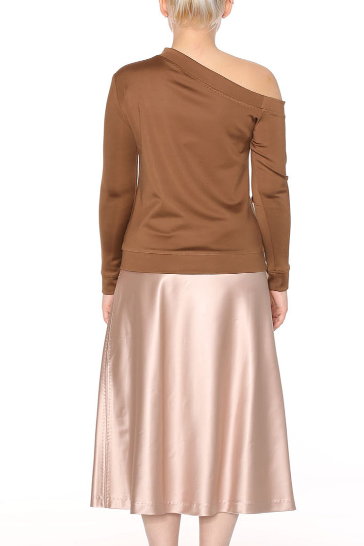 Asymmetrisches Shirt aus Seidenjersey braun - NATALIA KLUDT ART & FASHION