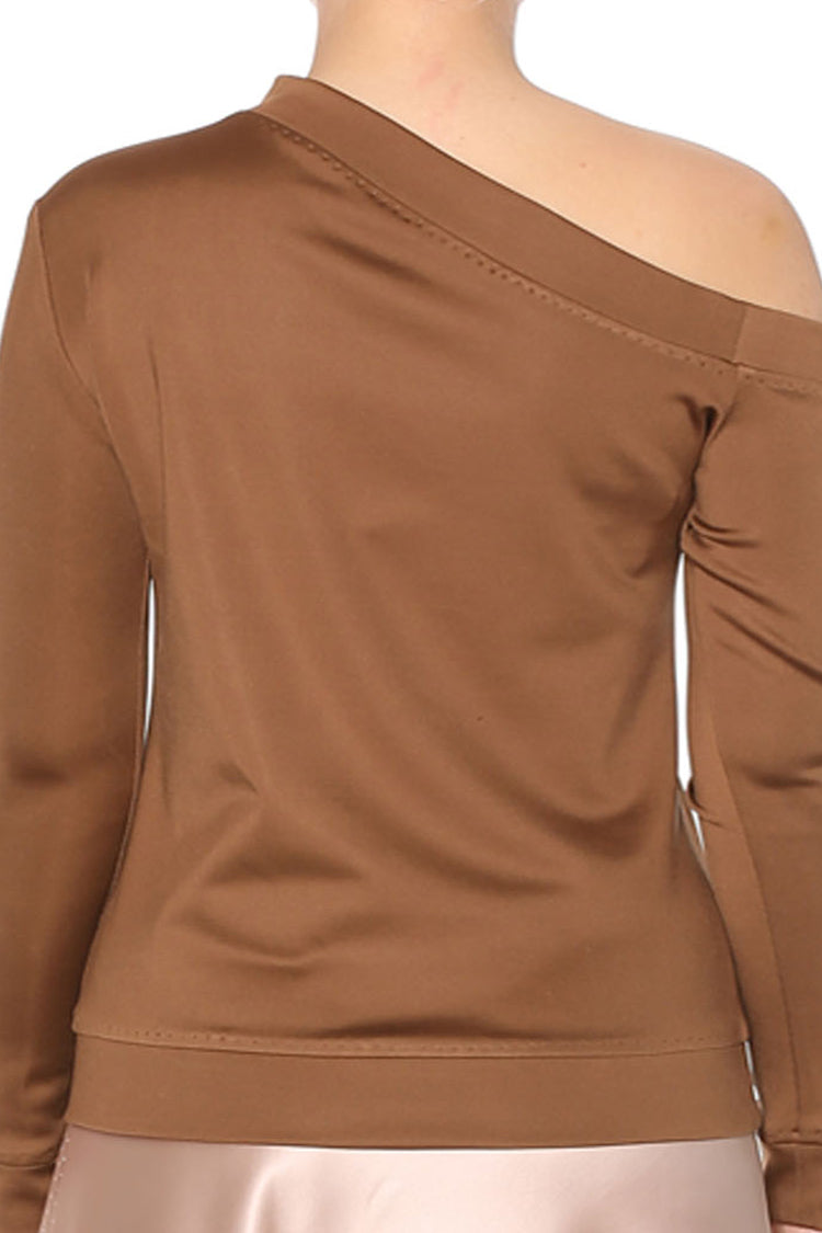 Asymmetrisches Shirt aus Seidenjersey braun - NATALIA KLUDT ART & FASHION