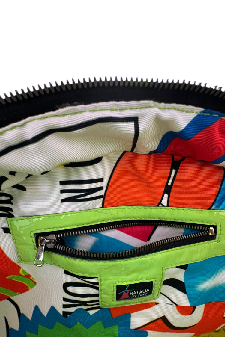 Ledertasche "Matröschka"-midi,mit Anhänger, hell/dunkelgrün - NATALIA KLUDT ART & FASHION