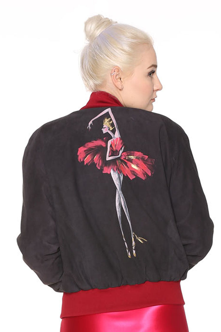Lederjacke mit Handbemalt Ballerina Fuchsia - Natalia Kludt