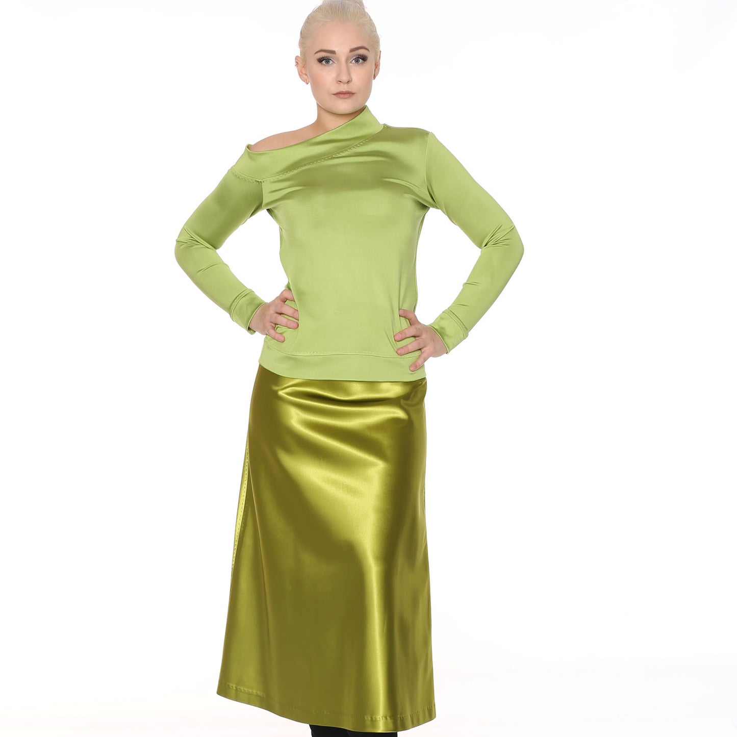 Seidenshirt "Leila" grün - Natalia Kludt