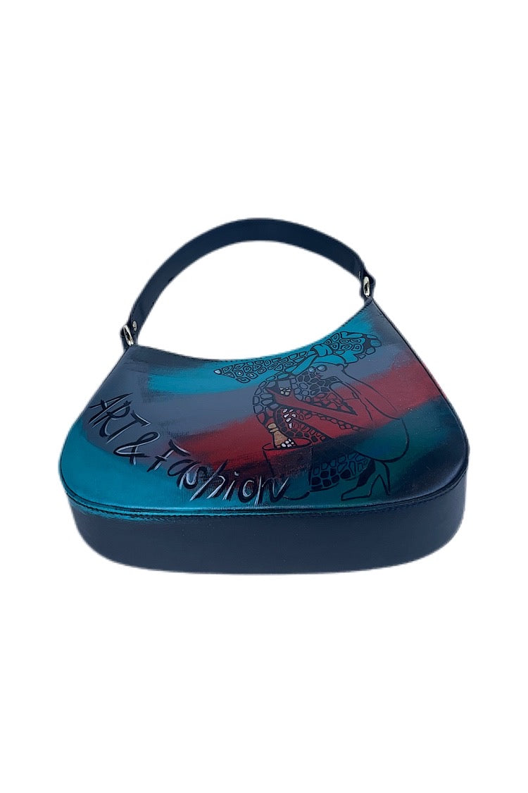 Kleine Handbemalt Ledertasche in Schwarz Sommer Trend 2022 - Natalia Kludt