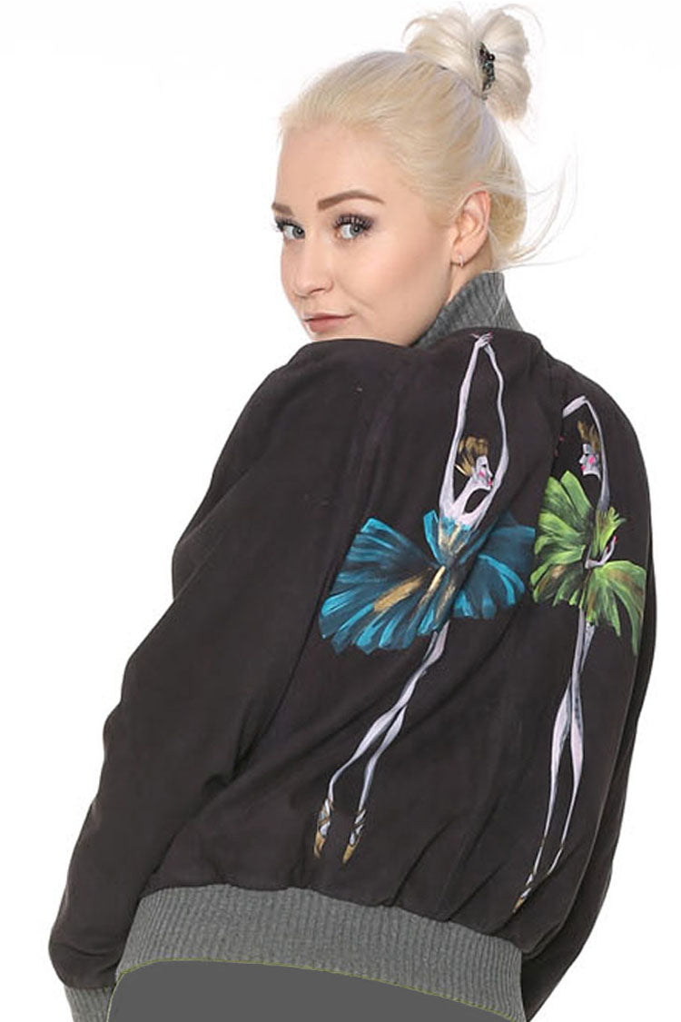 Leatherjacket Handpainted Blue and Green ´´Prima Ballerina´´ - Natalia Kludt