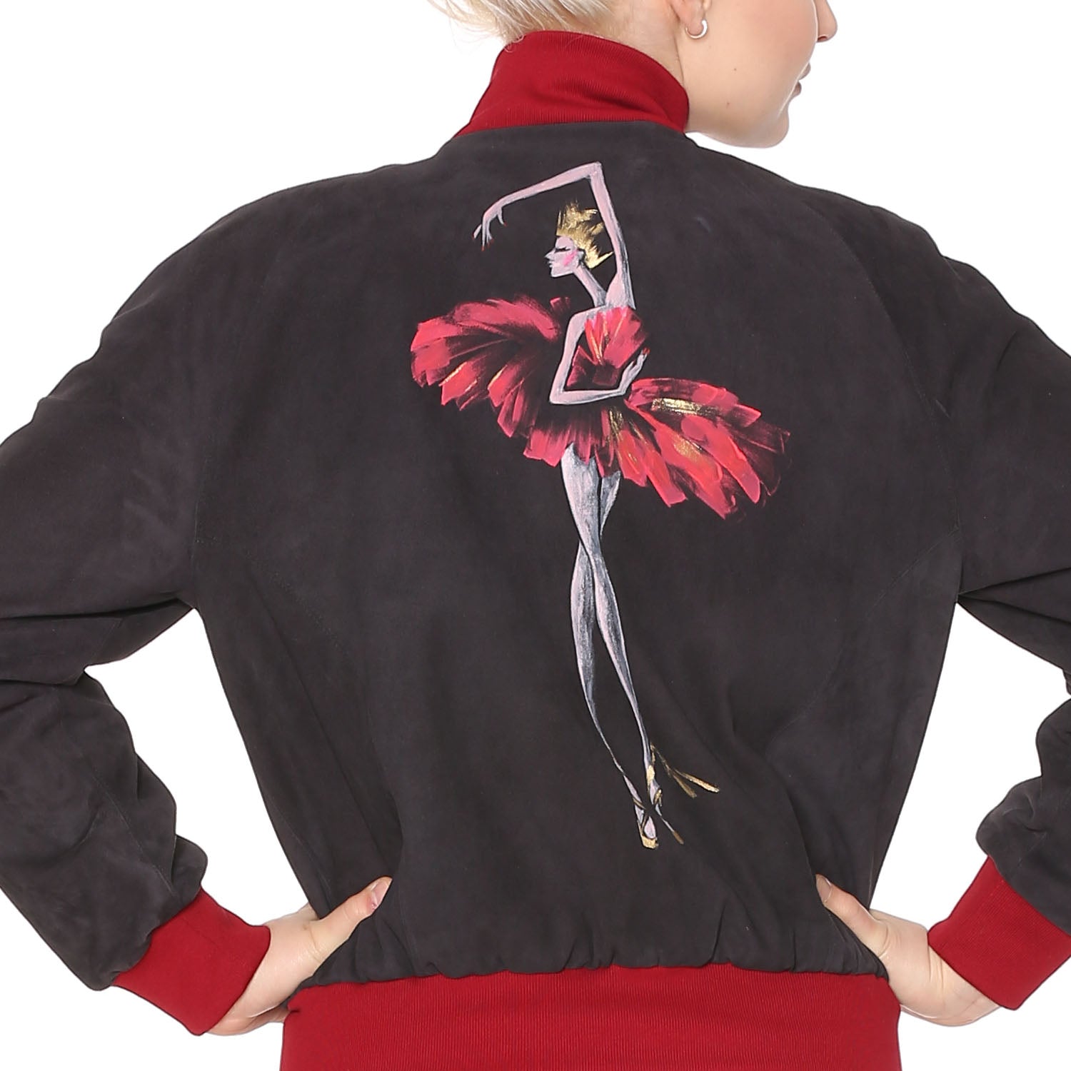Lederjacke 'Prima Ballerina" handbemalt - Natalia Kludt