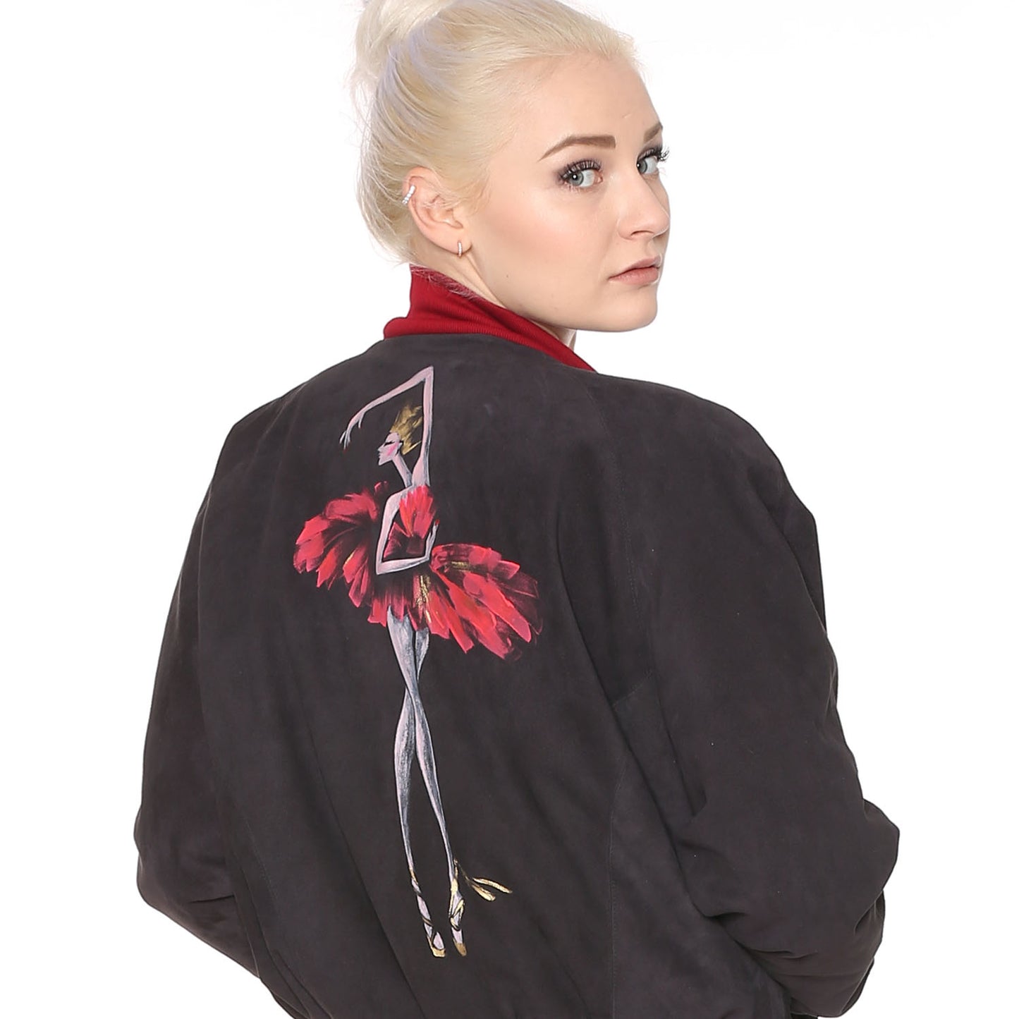 Lederjacke mit Handbemalt Ballerina Fuchsia - Natalia Kludt