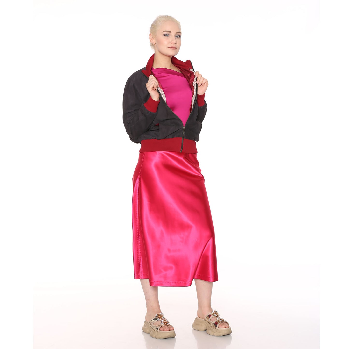 Lederjacke mit Handbemalt Ballerina Fuchsia - Natalia Kludt