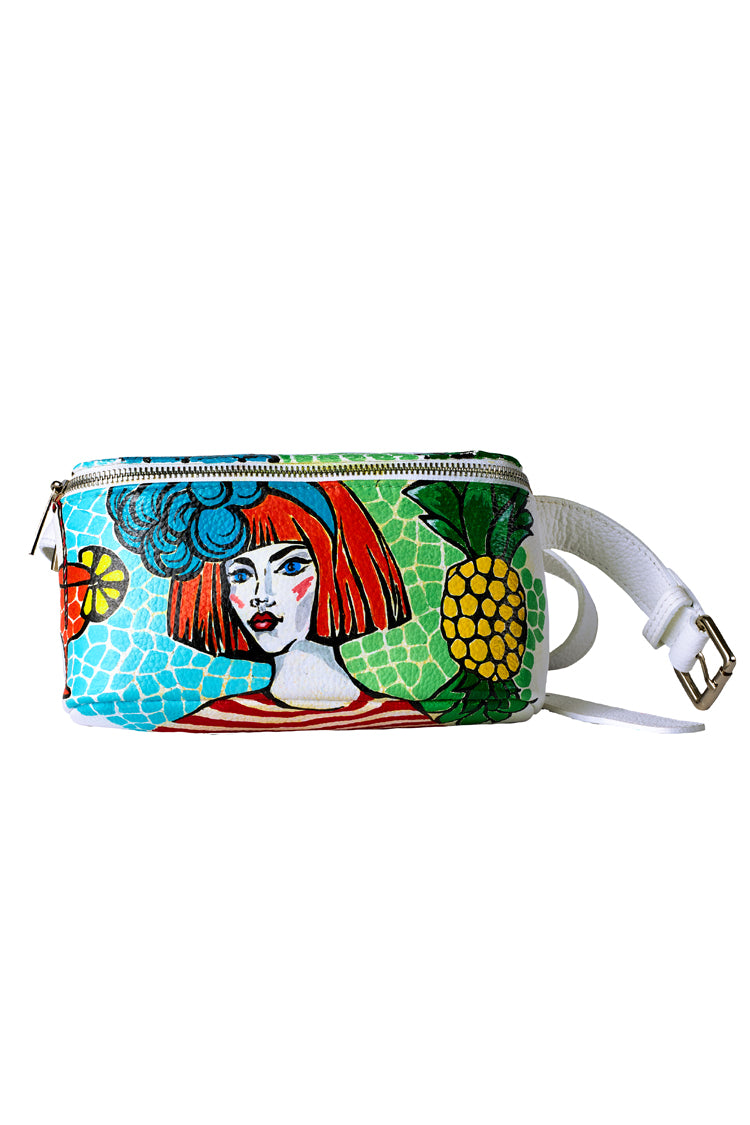 Leather belt bag in white "Pina Colada" - Natalia Kludt
