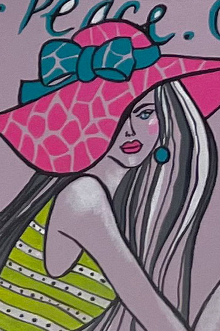 Kleine Ledertasche in 60-er Style "Love. Peace. Champagner" - Natalia Kludt