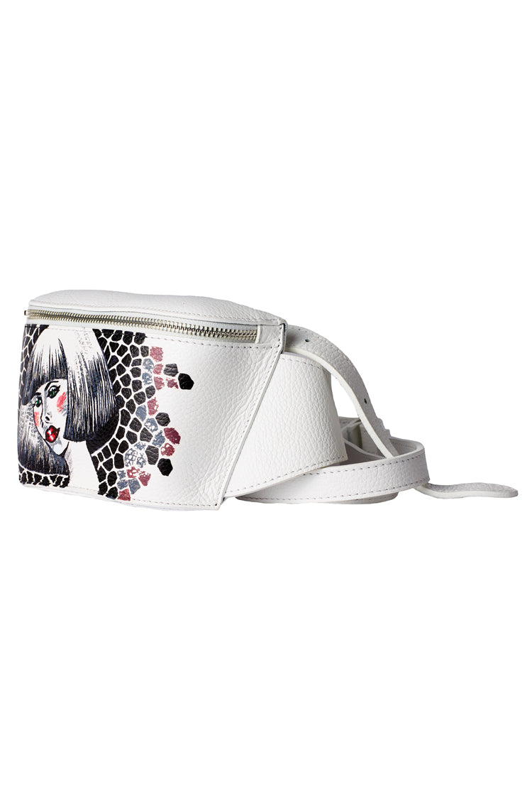 Leather Belt Bag in white "Monika" - Natalia Kludt