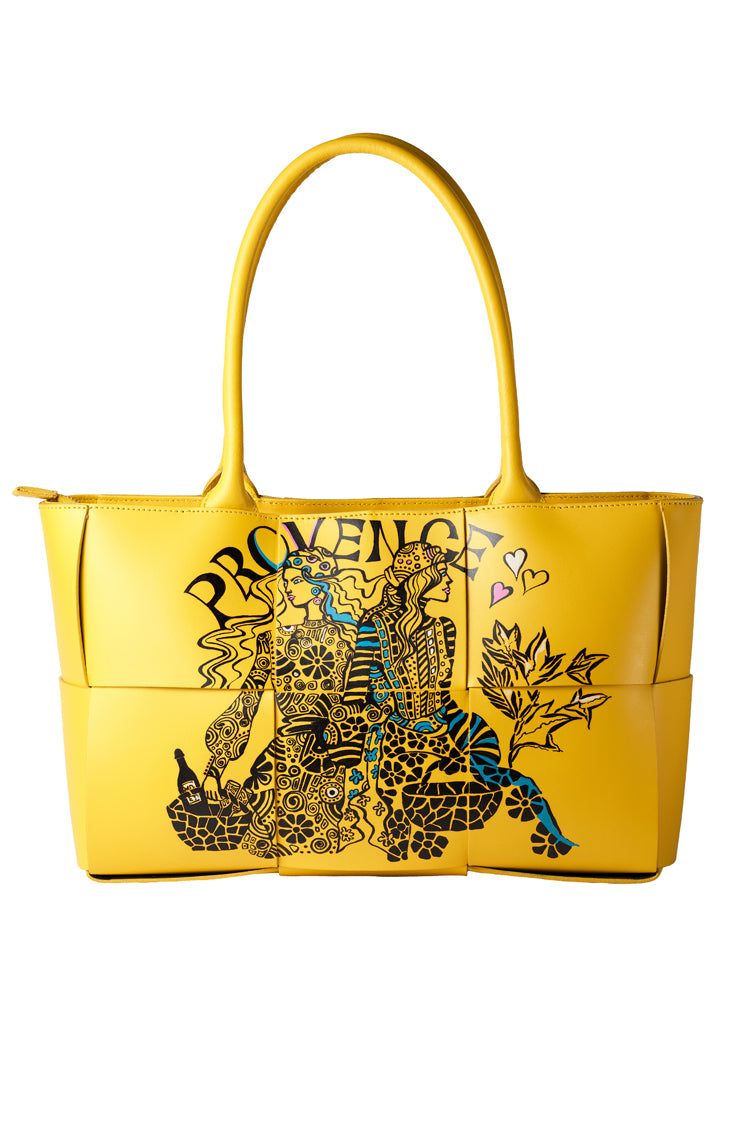 Ledertasche Shopper "Provence" Handbemalt - Natalia Kludt