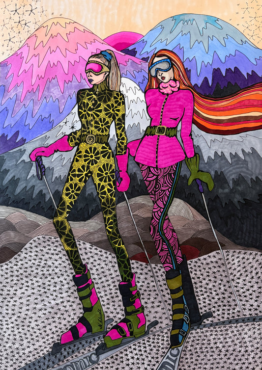Limitierter Druck  "Ski in St. Moritz" #4 - NATALIA KLUDT ART & FASHION