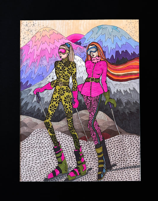 Limitierter Druck  "Ski in St. Moritz" #4 - NATALIA KLUDT ART & FASHION