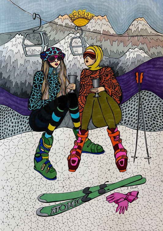 Limitierter Druck  "Ski in St. Moritz" #3 - NATALIA KLUDT ART & FASHION