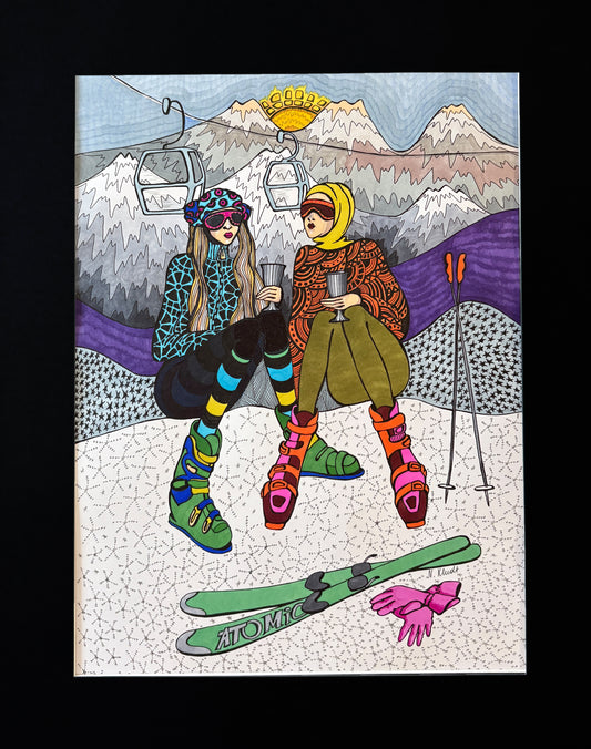 Limitierter Druck  "Ski in St. Moritz" #3 - NATALIA KLUDT ART & FASHION
