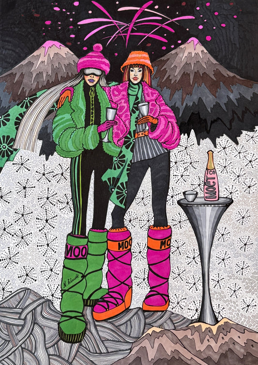 Limitierter Druck  "Ski in St. Moritz" #1 - NATALIA KLUDT ART & FASHION