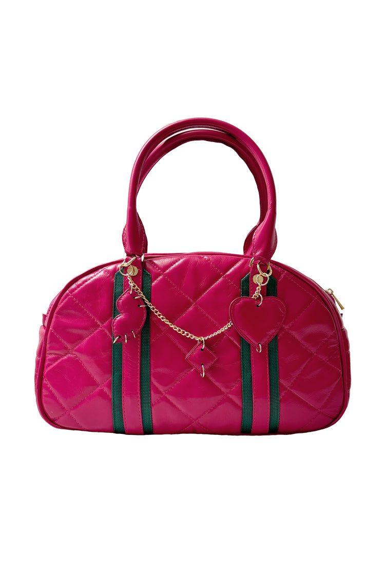 Ledertasche "Matröschka"-midi, mit Anhänger, pink