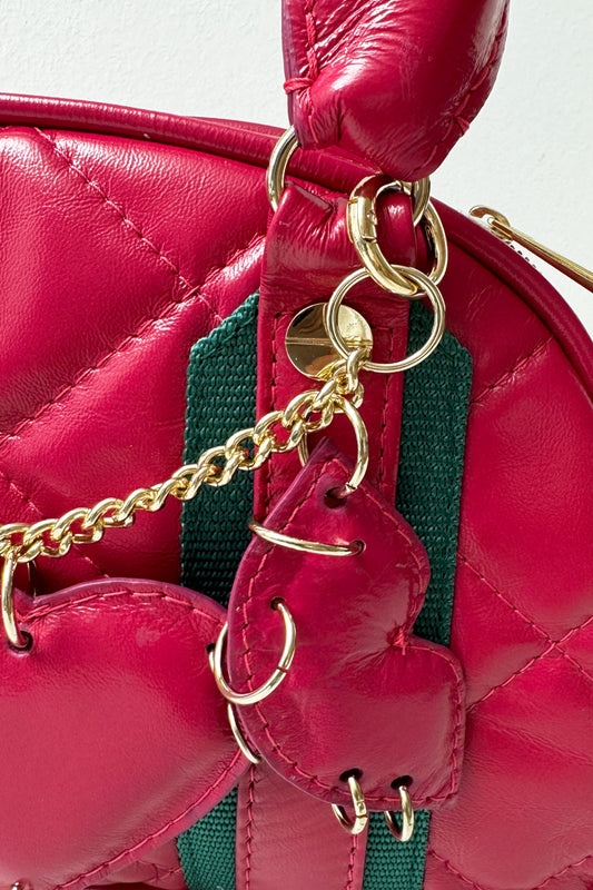 Ledertasche "Matröschka"-midi, mit Anhänger, pink