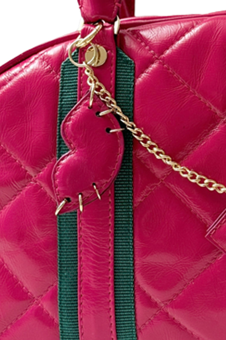 Ledertasche "Matröschka"-midi, mit Anhänger, pink