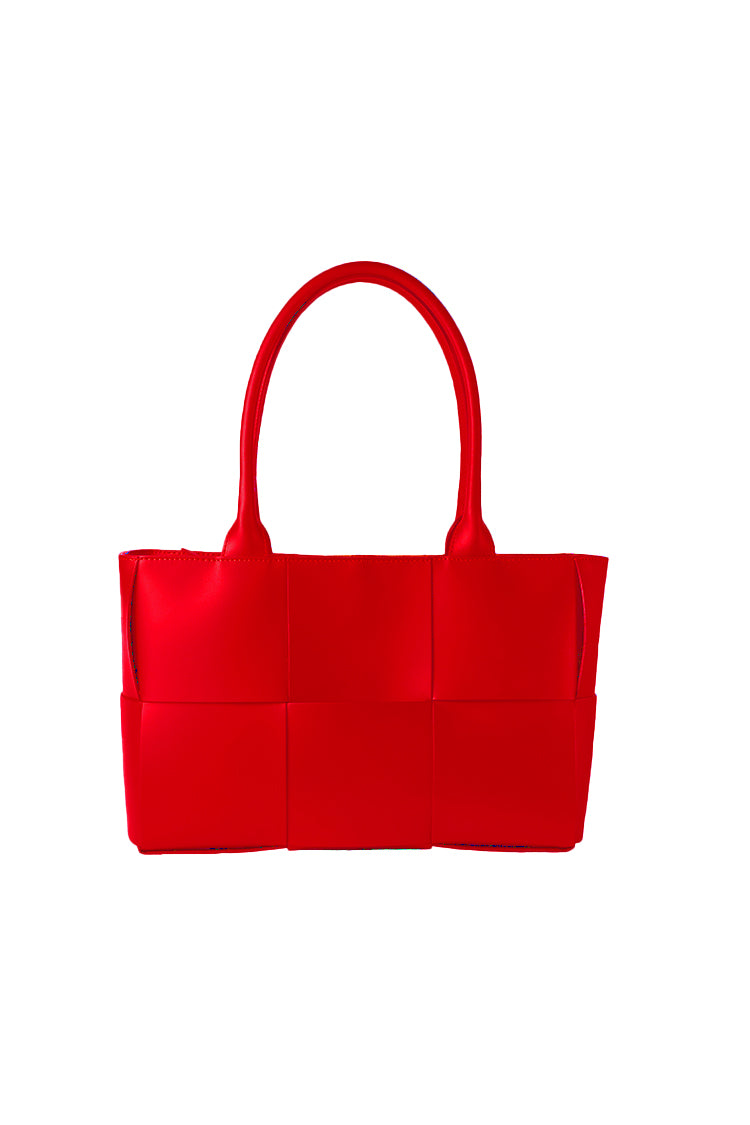 Leather tote bag (brown), hand painted