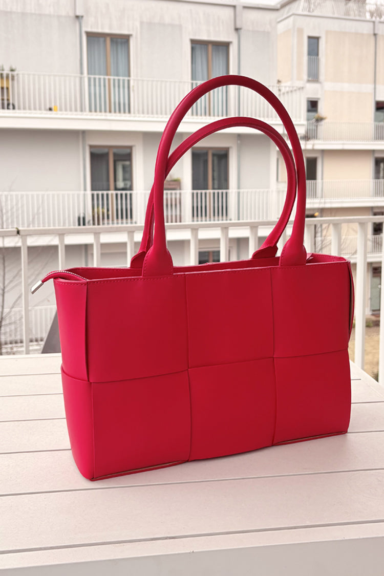 Leather tote bag (brown), hand painted