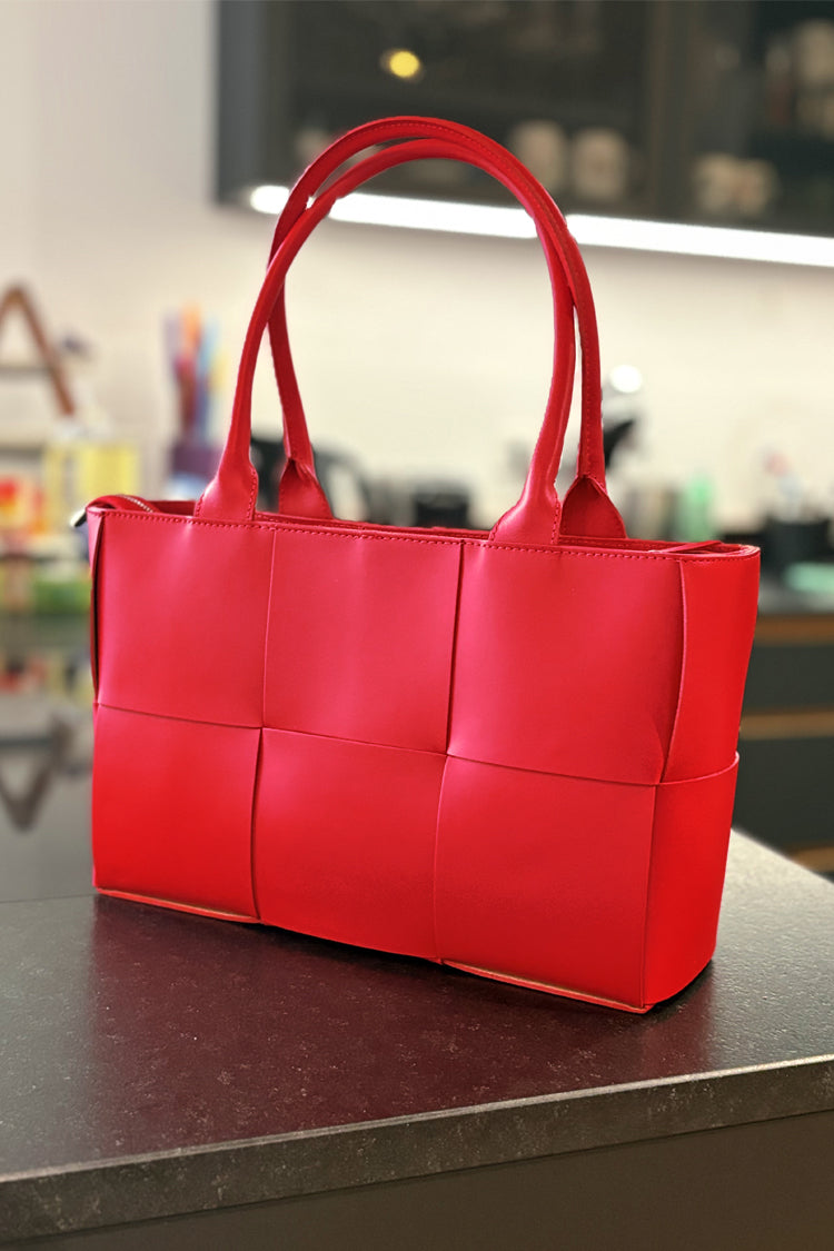 Leather tote bag (brown), hand painted