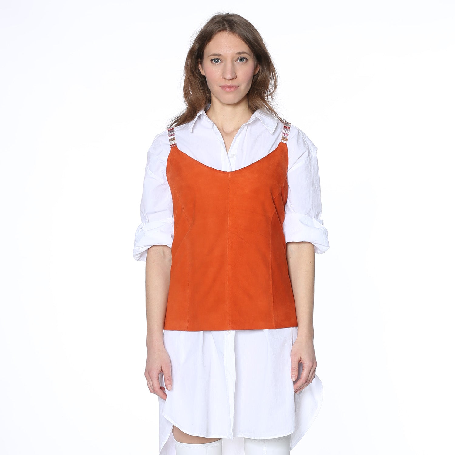 Ledertop "Clara" orange - Natalia Kludt