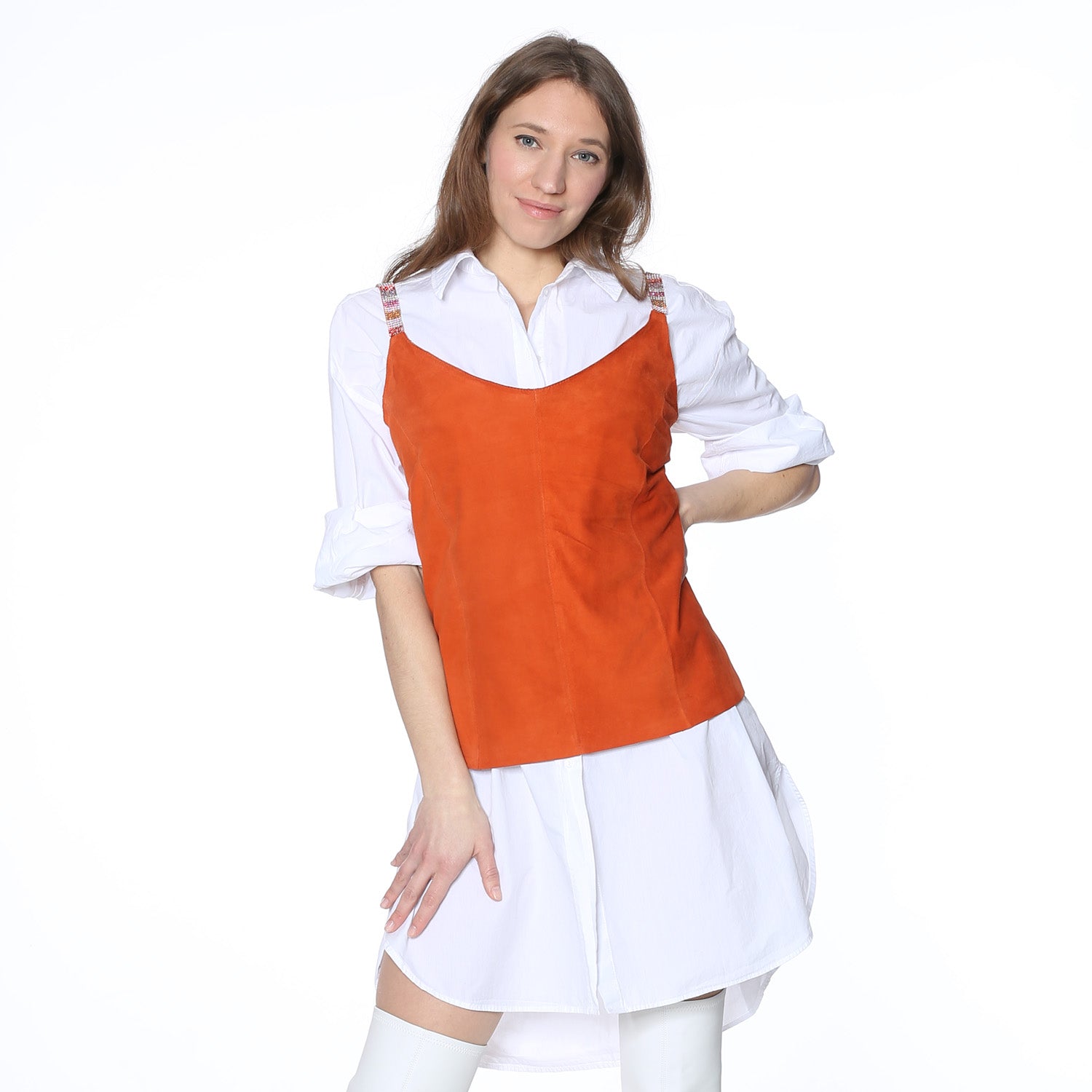 Ledertop "Clara" orange - Natalia Kludt
