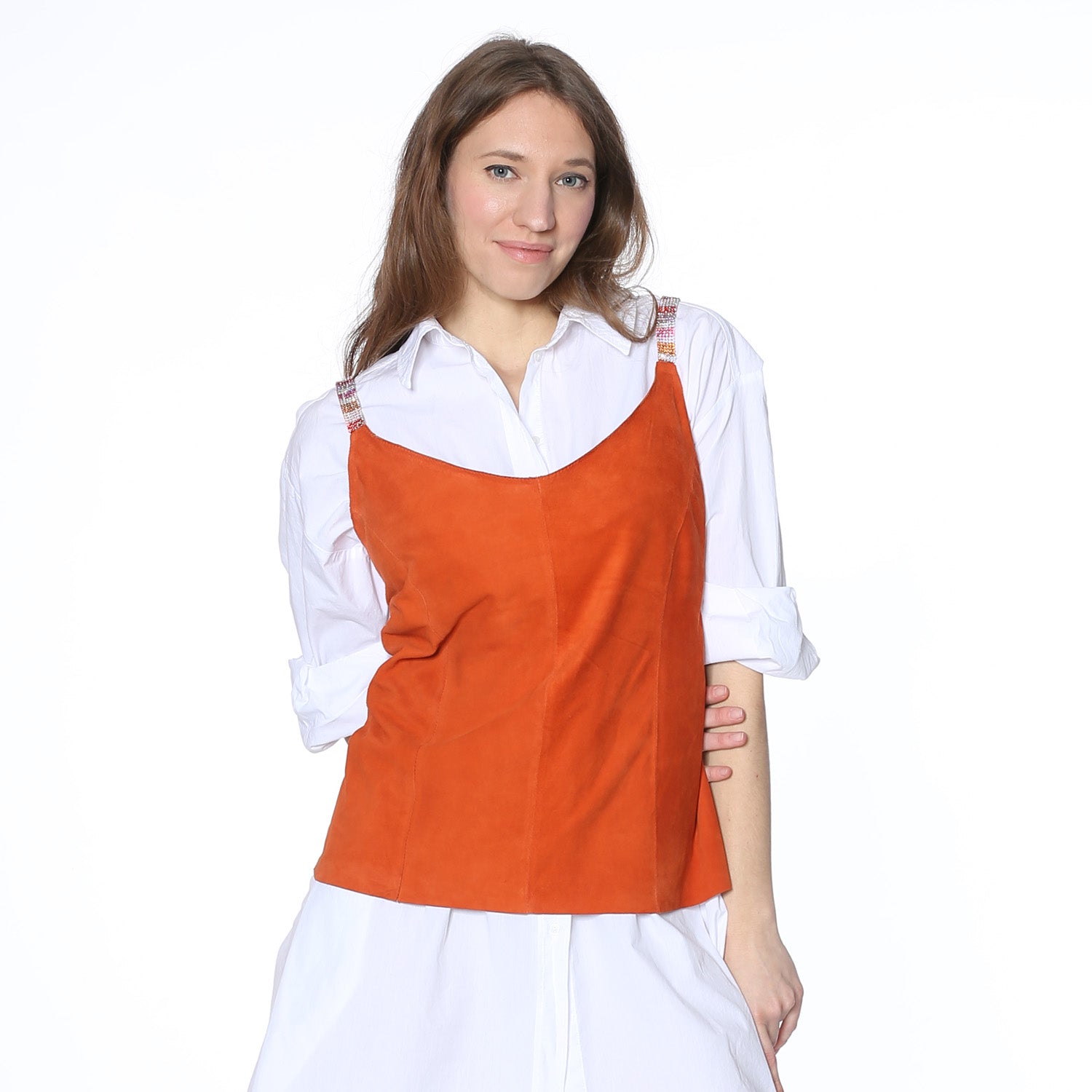 Ledertop "Clara" orange - Natalia Kludt