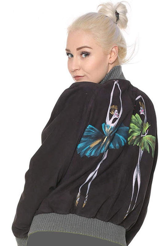 Leatherjacket Handpainted Blue and Green ´´Prima Ballerina´´ - Natalia Kludt