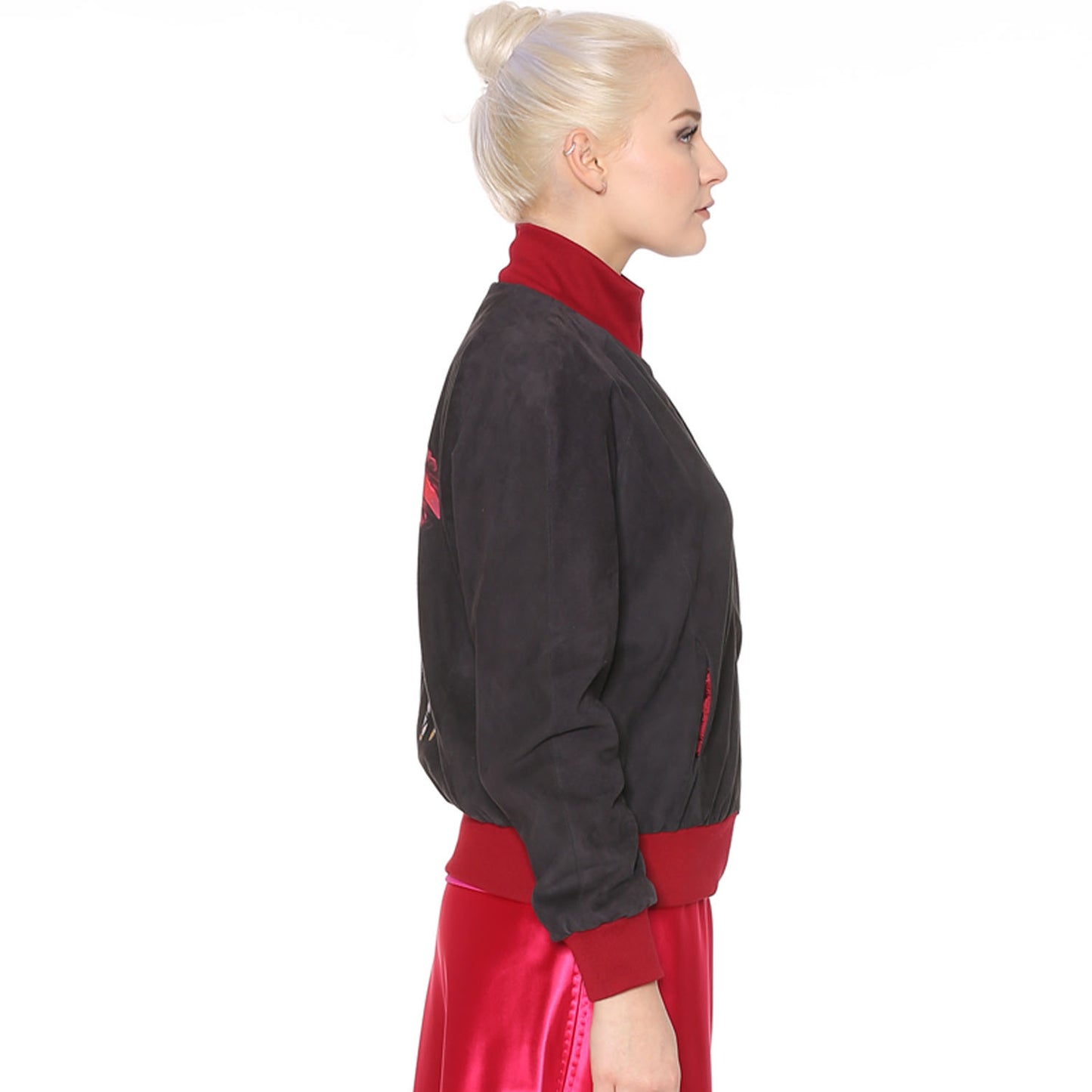 Leather Jacket with Handpainted Ballerina Fuchsia - Natalia Kludt