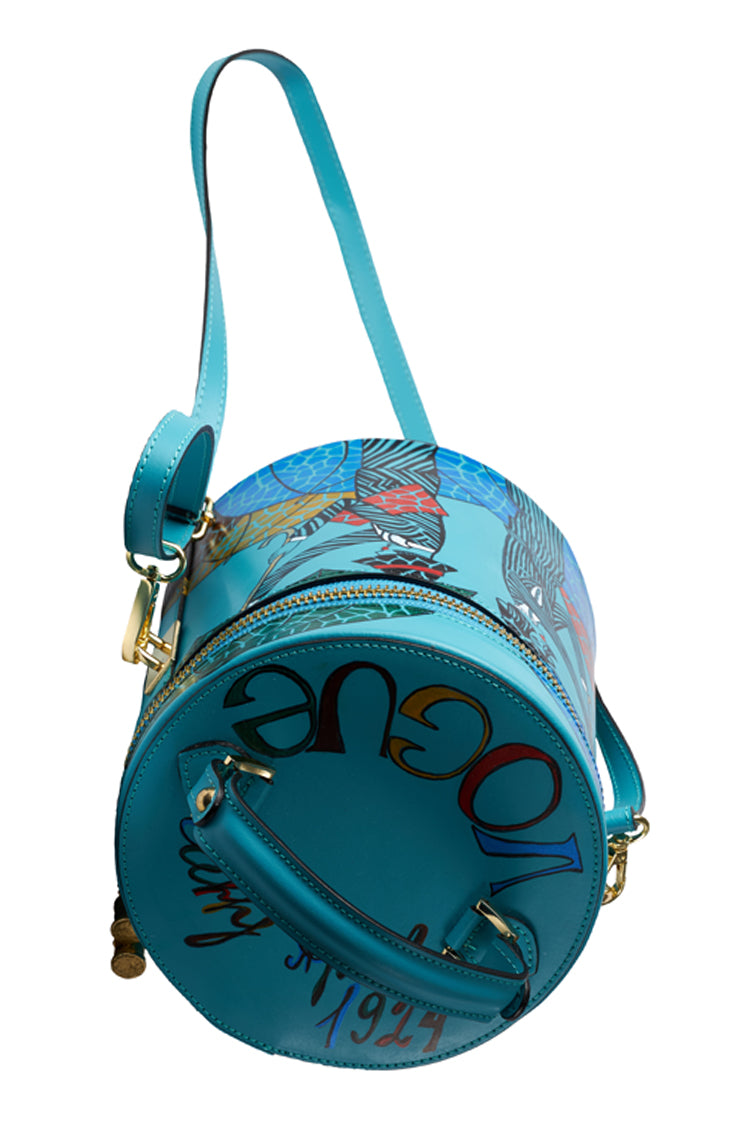 Bucket Bag in Blue with Handpainting - Natalia Kludt